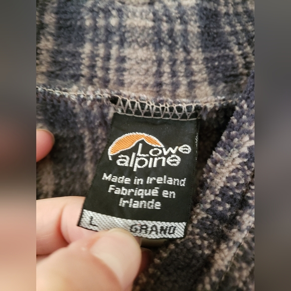 Lowe Alpine Polartec Beige / Black Buffalo Plaid Fleece Mock Neck Sweatshirt LRG - Picture 6 of 12